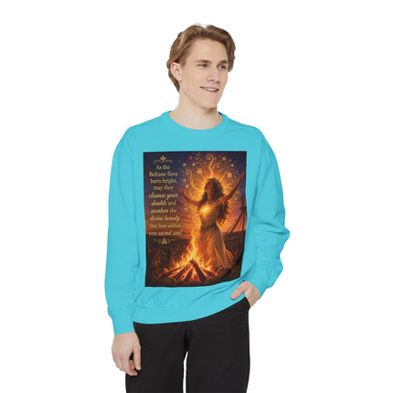 Bonfire Witch Sweatshirt — "As the Beltane fire burns bright" Pagan Festival Crewneck