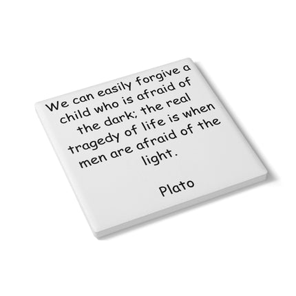 Inspirational Quote Ceramic Coaster - Plato's Wisdom for Home Decor