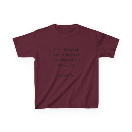 Aristotle Quote Kids Tee – Heavy Cotton Shirt on Nature & Wonder
