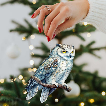 Alaskan Snowy Owl Wooden Ornaments by G.Debrekht - Wildlife Holiday Decor - 8710004-5-3