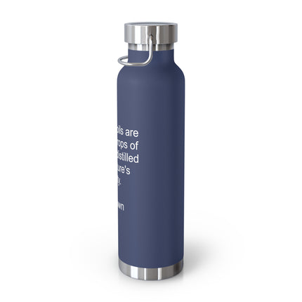 22oz Copper Vacuum Bottle — "Drops of Sunshine" Essential Oils Quote