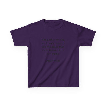 Oscar Wilde Kids Tee – “Books & Shame” Quote – Heavy Cotton T-Shirt