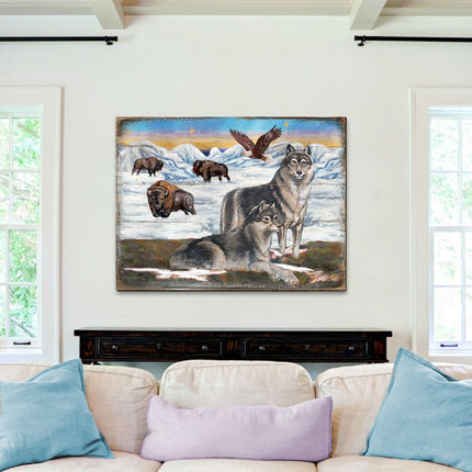 Winter Wolves Art Wooden Wall Art by Nature Wonders - Nature Wildlife Decor  - 95222B-0