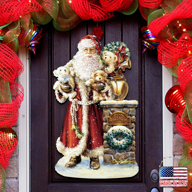 Silent Night Santa Christmas Door Decor by D. Gelsinger - Christmas Santa Snowman Decor - 8461013H-1315-0
