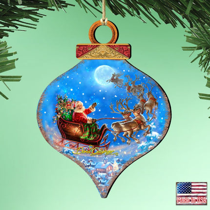 Santa Magical Flight Wooden Ornaments by Gelsinger - Christmas Santa Snowman Decor - 8031020-1314-1