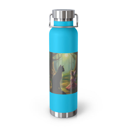 22oz Insulated Bottle — Enchanted Forest Cat & Girl Illustration