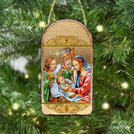 Nativity with Angel Religious Christian Sacred Icon Ornament - Inspirational Icon Decor - 87049-2