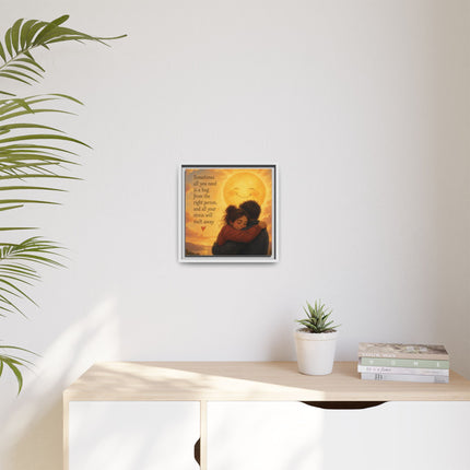 Sunshine Hug Framed Canvas — "Sometimes all you need is a hug" Wall Art
