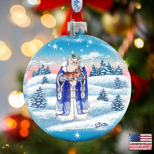 Father Frost Ball Glass Ornament by G. DeBrekht - Christmas Santa Snowman Décor - 73317-0