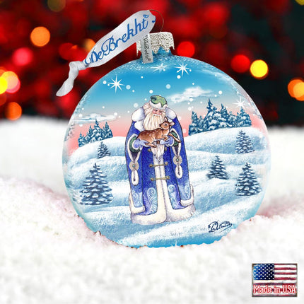 Father Frost Ball Glass Ornament by G. DeBrekht - Christmas Santa Snowman Décor - 73317-1