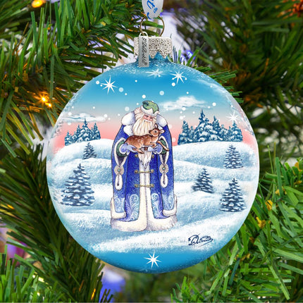 Father Frost Ball Glass Ornament by G. DeBrekht - Christmas Santa Snowman Décor - 73317-2