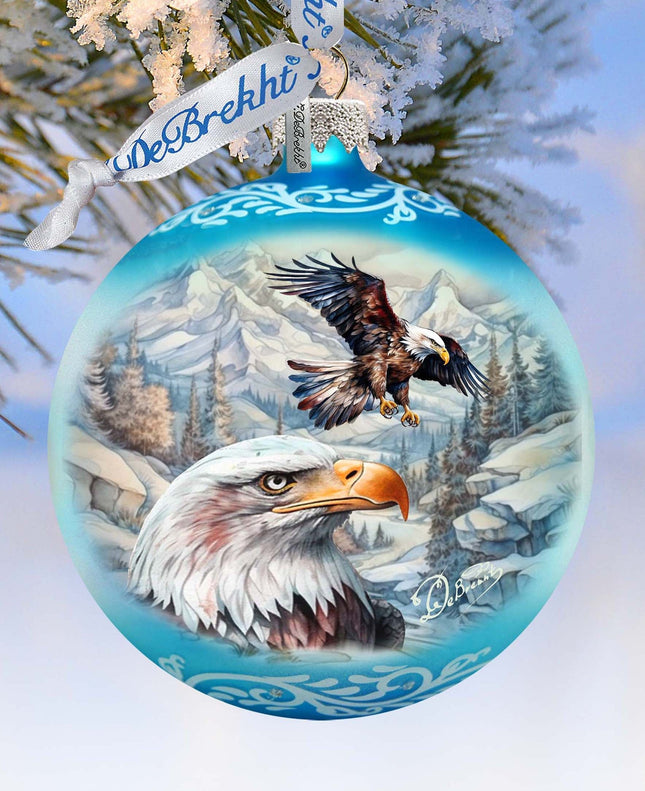 The Land of the Free - American Eagle Glass Ornament by G. Debrekht - Christmas Decor - 73387-0