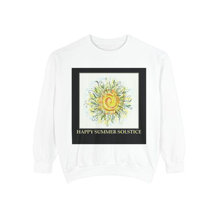 Happy Summer Solstice Unisex Sweatshirt - Cozy Garment-Dyed Apparel for Seasonal Celebrations