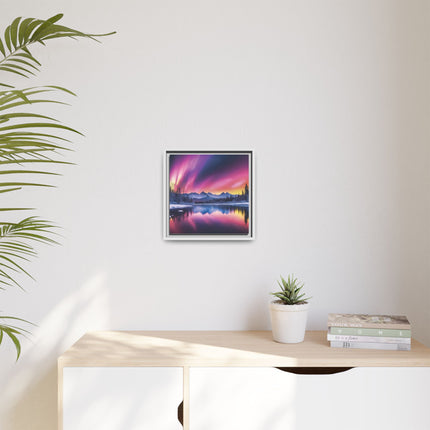Framed Matte Canvas - Aurora Lake Landscape Wall Art