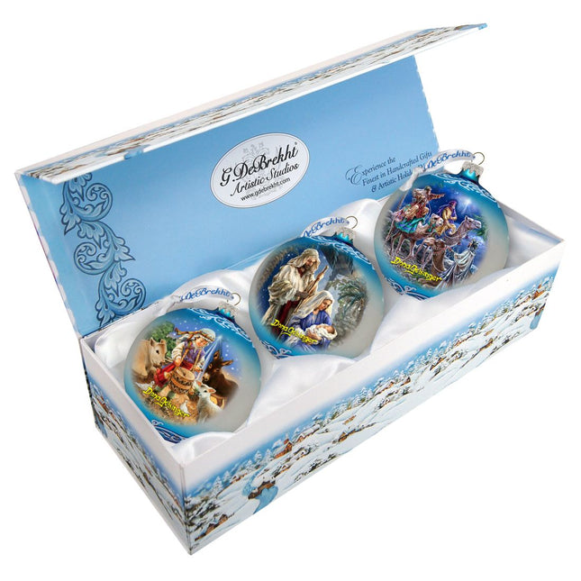 Holy Night Glass Ornament Set of 3 by D. Gelsinger - Nativity Holiday Décor - 73748-S3-DG-0