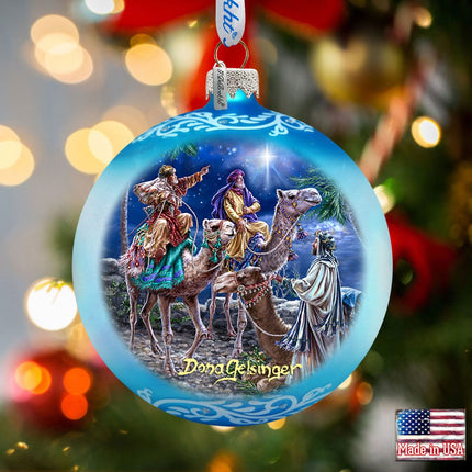 Holy Night Glass Ornament Set of 3 by D. Gelsinger - Nativity Holiday Décor - 73748-S3-DG-3