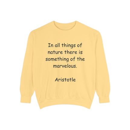 Aristotle Quote Sweatshirt – Unisex Garment-Dyed on Nature & Wonder