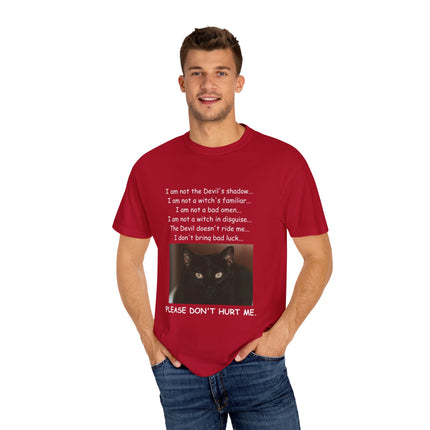 Unisex Cat-Themed T-Shirt – "Please Don't Hurt Me" Design