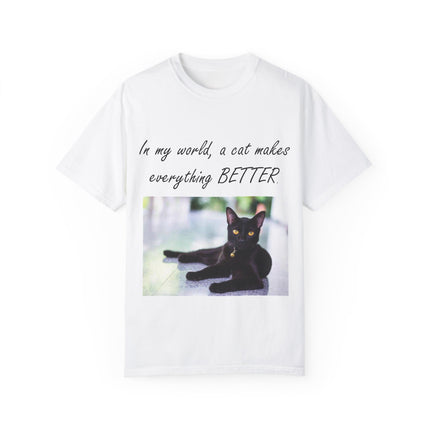 In My World Cat T-Shirt – Unisex Garment-Dyed Tee for Cat Lovers