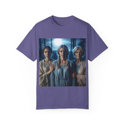 Mystical Sisterhood Tee – Garment-Dyed Shirt of Triple Goddess