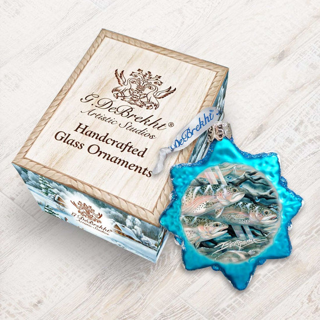 Catch the Rainbow Trout Mercury Glass Ornament by J. Bergsma - Wildlife Holiday Decor - 7783674-JB-0