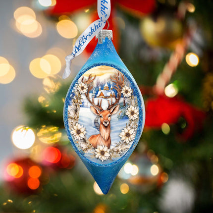 Majestic Forest Deer Drop Glass Ornament by G. Debrekht - Wildlife Holiday Decor - 757-047-1
