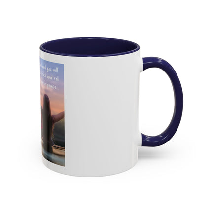 Inspirational Lotus Sunrise Coffee Mug — "knock on the door to my soul"