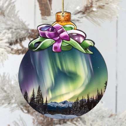 Aurora Borealis Brilliance Wooden Ornaments by G.Debrekht - Wildlife Holiday Decor - 870025-2