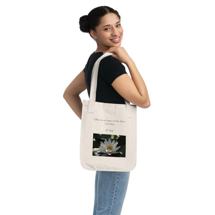 Inspirational Organic Tote Bag – Floral Design for Mindful Living