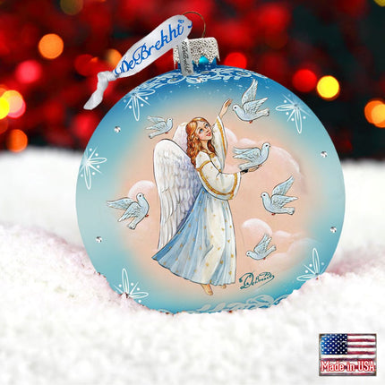 Angel Doves Ball Glass Ornament by G. DeBrekht - Nativity Holiday Decor - 73561-1