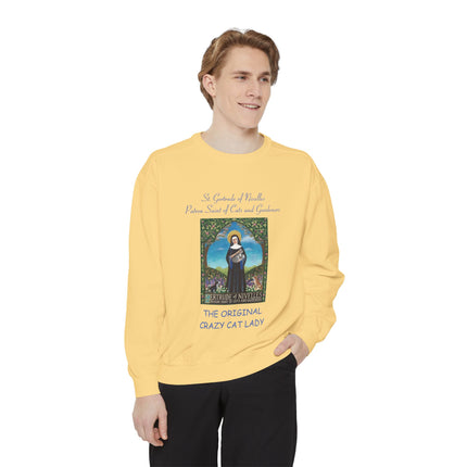 St. Gertrude Sweatshirt — "Patron Saint of Cats and Gardeners" Design