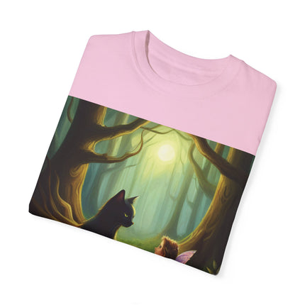 Whimsical Fairy & Cat Tee – Nature-Inspired Unisex Graphic Shirt