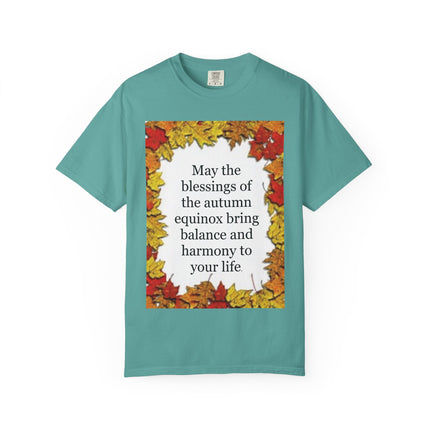 Autumn Equinox Blessings T-Shirt — Fall Leaves Balance & Harmony Tee