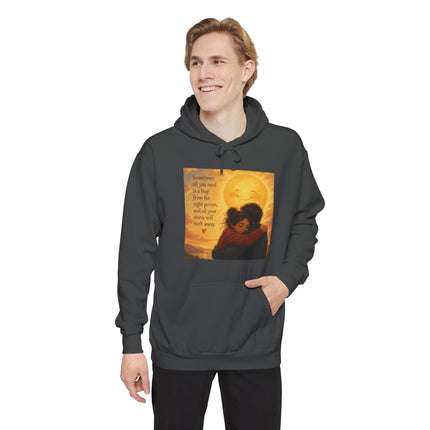 Sunlit Embrace Hoodie – "All You Need Is a Hug" Cozy Inspirational Sweatshirt