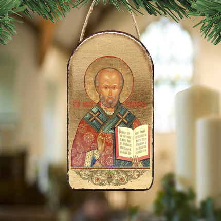 Saint Nicholas Religious Orthodox Sacred Icon Ornament - Inspirational Icon Decor - 87021-0