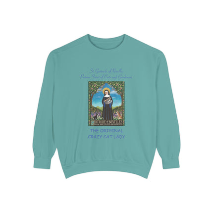 St. Gertrude Sweatshirt — "Patron Saint of Cats and Gardeners" Design