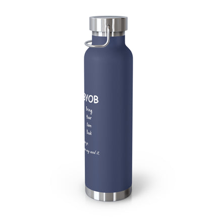 BYOB Copper Vacuum Insulated Water Bottle - 22oz - Bring Your Own Book Design