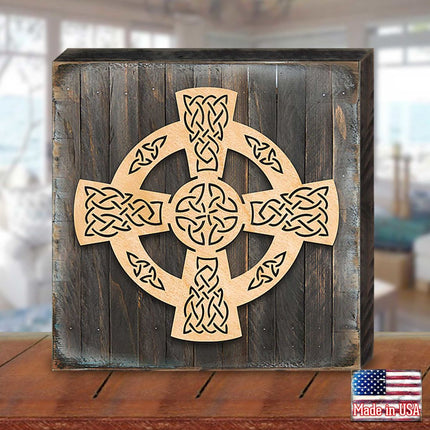 Celtic Wheel Cross Art Wooden Wall Art by Celtic Art - Celtic Decor - 953161B-1