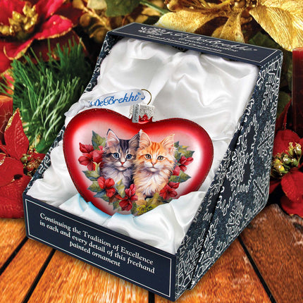 Cute Kittens Heart Glass Ornament by G. Debrekht - Christmas Décor - 753-015-1