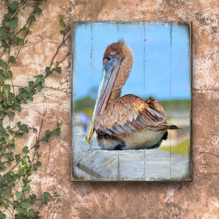 Spengler Pelican Wooden Coastal Wall Art by Nature Wonders - Coastal Sea-Life Decor - 95325B-1