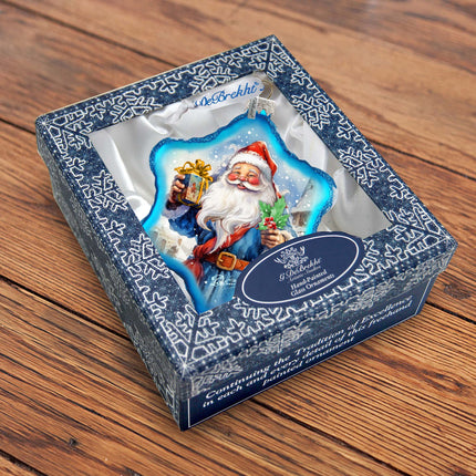 Gift for Santa Snowflake Glass Ornament by G. Debrekht - Christmas Santa Snowman Décor - 754-044-1