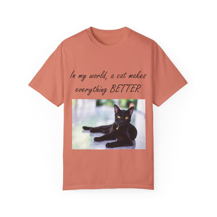 In My World Cat T-Shirt – Unisex Garment-Dyed Tee for Cat Lovers