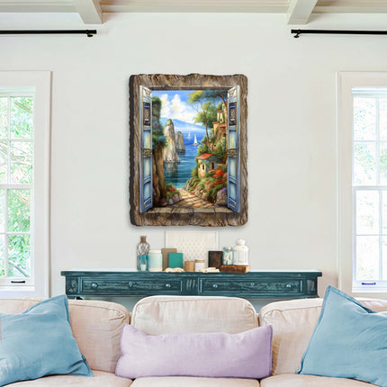 Seaside Town Window Wall Art by G. DeBrekht Coastal Decor - 8492105W-4