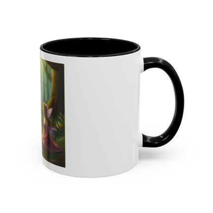Fairy and Black Cat Forest Coffee Mug – Fantasy Woodland Tea Cup
