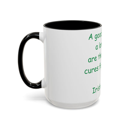 Irish Proverb Mug – “Laugh & Sleep” – 15oz Ceramic Drinkware