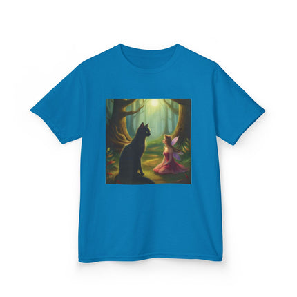 Kids Tee — Fairy Princess and Cat Forest Illustration