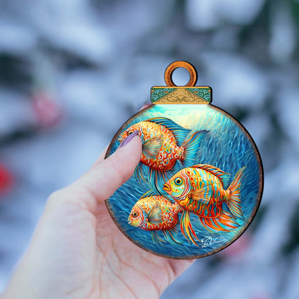 Beach Themed Ornaments - Rainbow Fish Wooden Ornaments by G.Debrekht Coastal Holiday Decor - 8688178-3