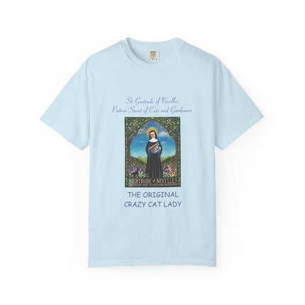 Unisex Crazy Cat Lady T-Shirt - Saint Gertrude of Nivelles Design