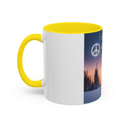Christmas Peace Accent Mug | 11oz Ceramic Cup with Quote & Sunset
