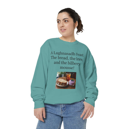 Lughnasadh Feast Sweatshirt — "The bread, the brew, and the bilberry mousse!"